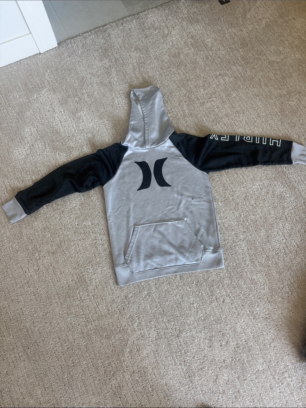 Hurley Gray & Black Pullover Hoodie with Logo